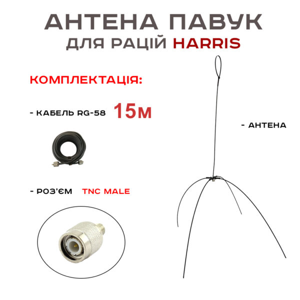 Антена «Павук» VHF/UHF антена для рацій Harris (кабель 15 м.)