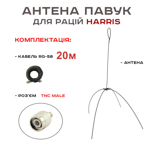 Антена «Павук» VHF/UHF антена для рацій Harris (кабель 20 м.)