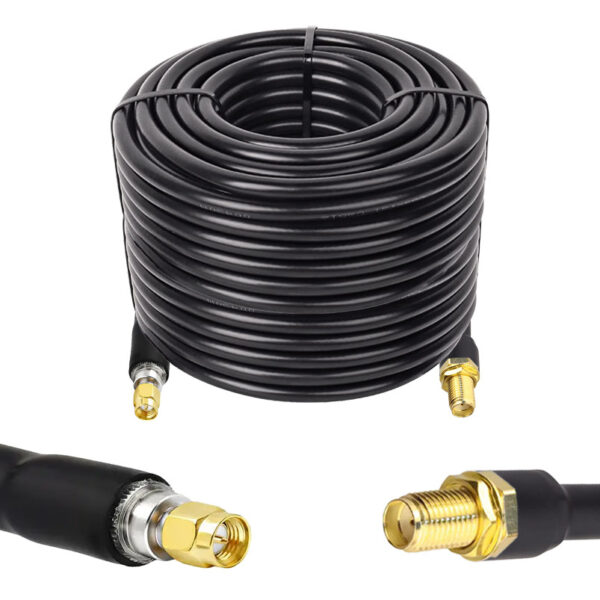 Готова кабельна збірка SMA male або  SMA female, з використанням ВЧ кабеля LMR400 довжиною 40 метрів