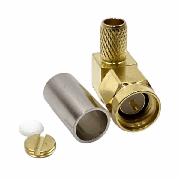 Високочастотний штировий роз'єм SMA male 6 crimp 90° (під обтискання кутовий 90°)