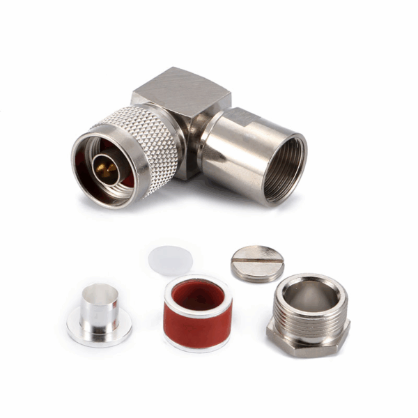 Високочастотний штировий роз'єм N Type male 9 clamp 90° (затиск з внутрішнім діаметром Ø 10,8 мм, кутовий 90°)