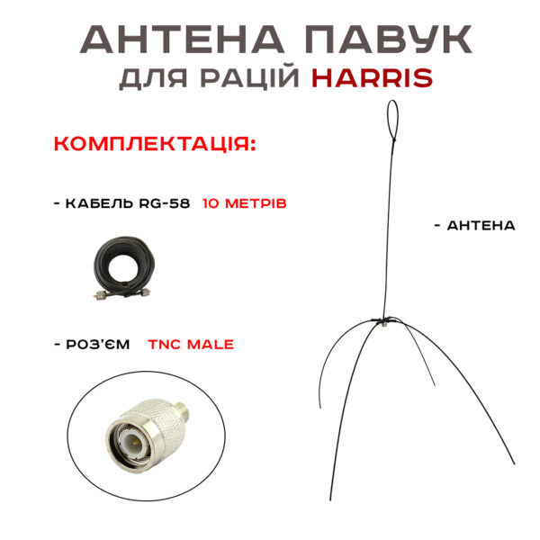 Антена «Павук» VHF/UHF антена для рацій Harris (кабель 10 м.)