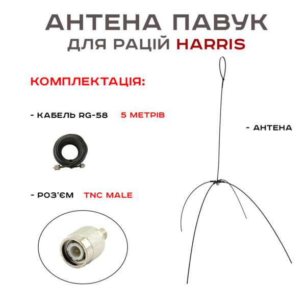Антена «Павук» VHF/UHF антена для рацій Harris (кабель 5 м.)
