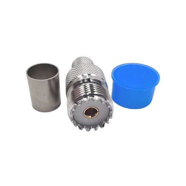 UHF female 9 crimp (Папа, Штырь, Вилка, Штекер, Plug), високочастотний штировий роз'єм з обтискною втулкою (внутрішній діаметр Ø 10,8 мм) для кабелю RG-213U, RG-8U, RG-11U, LMR-400 (під обтискання та пайку)